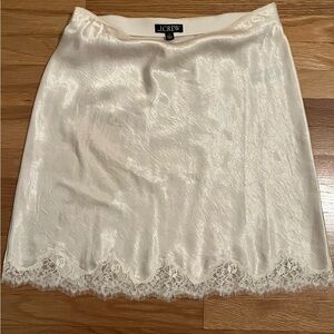J. Crew Gwen satin lace trim slip skirt white ivory